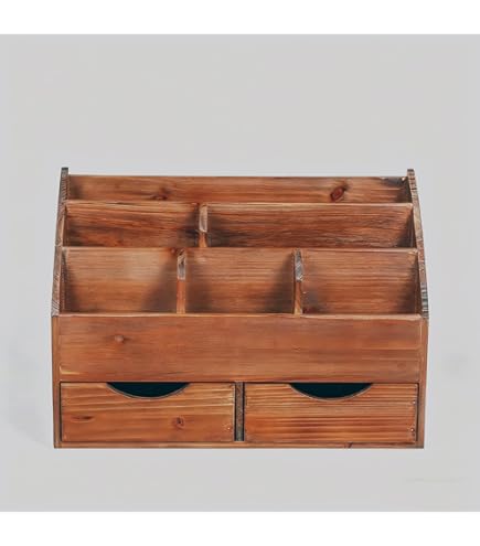 Amazon.co.jp: Juleduo デスクオーガナイザー 小物入れ 木製 卓上収納