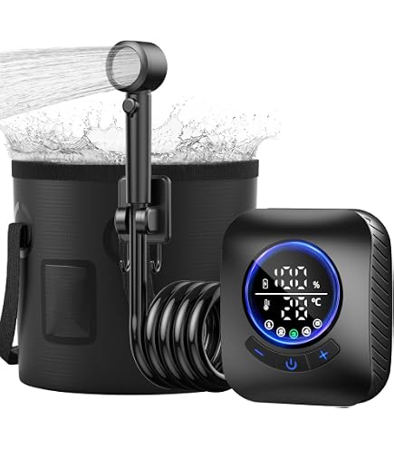 Amazon | ポータブルシャワー Tipkook 【USB充電式 8000mAh】キャンプ