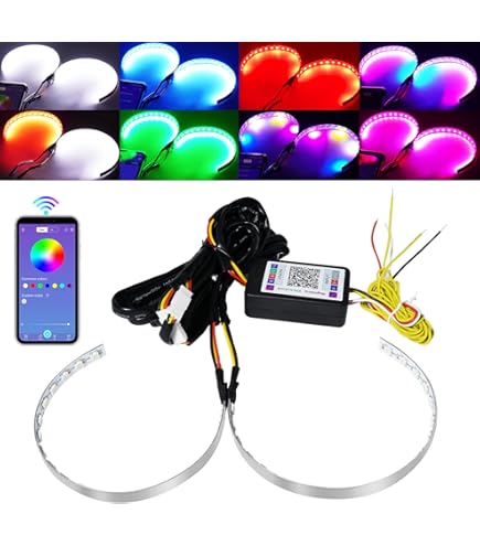 86mm Hexagon Angel Eye Halo Rings - RGB APP Control With Amber Turn Signals (2-Pack)