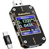 Makerfire USB電流電圧チェッカー Type-C テスター 抵抗 温度 通電時間など表示 QC2.0 QC3.0 3.8-30V 電圧計電流計 (1.4, ブラック)