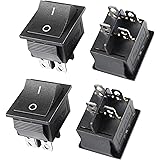 uxcell ロッカースイッチ AC 250V 16A 125V 20A 4ピンDPSTNO / OFF ブラック 4個入り