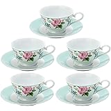 NARUMI(ナルミ) カップ ソーサー セット フロレリア 200cc 5客セット 電子レンジ温め対応 日本製 41633-33342