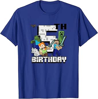 Amazon Minecraft Group Shot Happy 5th Birthday Tシャツ Tシャツ カットソー 通販