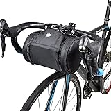GORIX ゴリックス 自転車用 フロントバッグ 自転車 防水ジッパー ロードバイク ハンドルバッグ ドラム型 クロスバイク サイクリング ブラック シンプルデザイン(GX-B15)