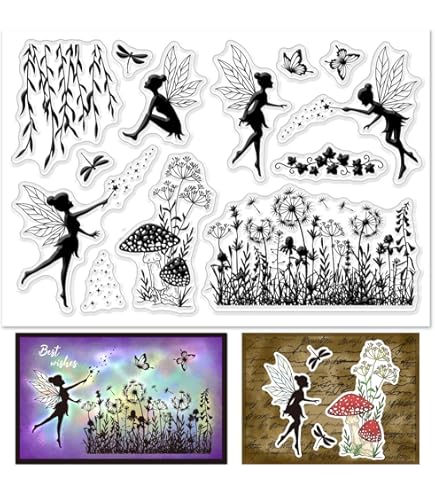 Amazon.co.jp: PH PandaHall 妖精柄 クリアスタンプ ゴム印 可愛い 花