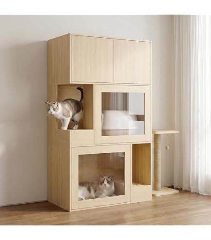 猫トイレカバー 木製 犬猫ハウス 収納家具 扉付き 2匹対応 オーダー可 Amazon.co.jp: 猫トイレ 収納家具 多匹用 扉付き 2段式 隠せる 室内用