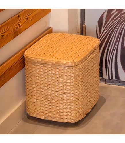 Amazon｜umbra WOODROW 収納スツール ホワイト/ナチュラル 持ち手付き