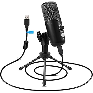 FDUCE USBマイク コンデンサーマイク PC用マイク ミュートボタン付き マイクスタンド付き 音量調節可能 角度調…