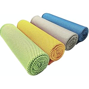 【2020 新型竹繊維 超冷感 4枚セット】 UVカット 瞬冷タオル 冷却タオル 暑さ対策 クール 超吸水 アウトドア 運動 水泳 登山 旅行 軽量 スポーツタオル 防臭 冷感タオル 梅雨 熱中症対策 ビーチタオル やわらか 色褪せない素材 グレー、グリーン、ブルー、オレンジ