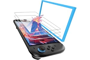 TRANSNOVO【3枚+専用枠付】Switch 2対応保護画面ガラスフィルム 2025ニンテンドースイッチ2用 強化ガラス 高感度タッチ対 9H硬度 高透過率 自動位置合わせ 気泡ゼロ設計 貼り付け簡単 耐衝撃仕様 (青, 3枚)