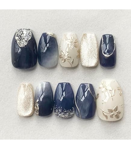 Amazon | 成人式 ネイルチップ 和風 青系 紺色 エヌマケ | 834NAIL