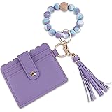 GIEMSON Silicone Key Ring Bracelets Wristlet Keychain Car Beaded Key Ring Bangle Chains for Women