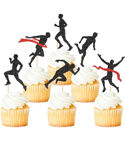 Amazon.co.jp: ランニングカップケーキトッパー48個パック ランナー