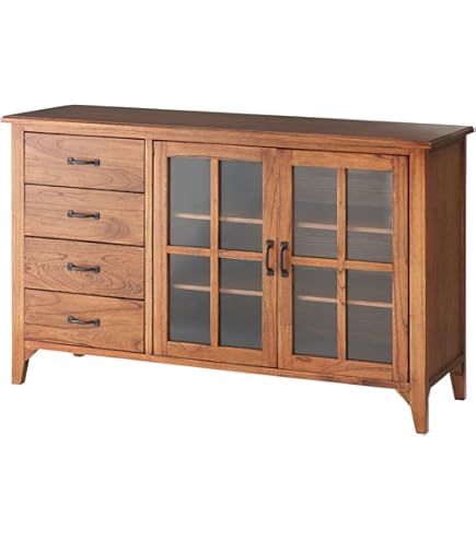 Amazon｜キャビネット 120 完成品 食器棚 収納 天然木 無垢材 木製