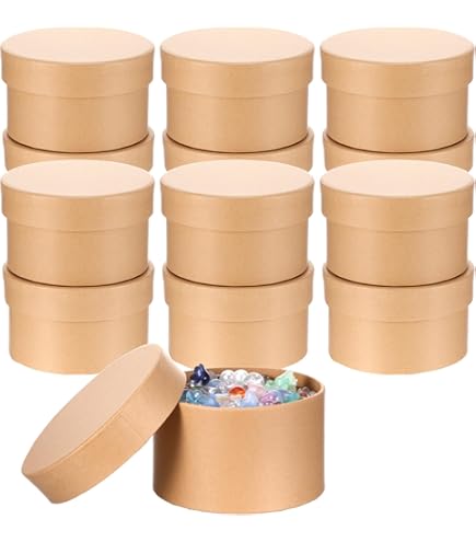24 Pcs Round Paper Mache Boxes - 3.9 Inch Small Gift Boxes With Lids For DIY Crafts