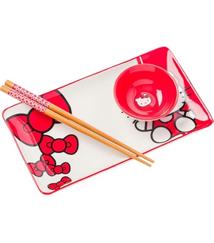 Kaneshotouki Sanrio Hello Kitty Japanese Lacquered Soup Bowl – Medium Size, Sakura Cherry Blossom Design, Made In Japan