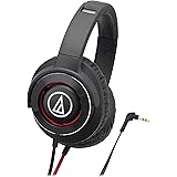 オーディオテクニカ SOLID BASS ポータブルヘッドホン 重低音 ブラックレッド ATH-WS770 BRD