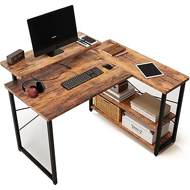 【ブラウン】H型PCデスク ロータイプ一体型ラック付きデスクワークデス木製 楽天市場】パソコンデスク ラック付き オープンラック 100cm