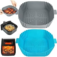 Silicone Air Fryer Liners, 2Pcs Air Fryer Silicone Reusable Liners Square, Food Safe Air Fryers Oven Accessories, Replacement