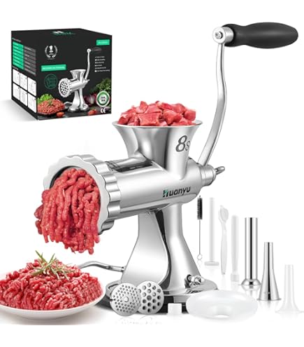 手動肉ミンサー スタッファーチューブ付き ステンレス鋼 肉グラインダー 肉挽き Amazon | Huanyu 手動式ミンサー ミートチョッパー ミートグラインダー
