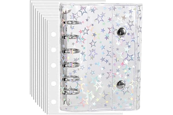 シール帳 A7 バインダー 女の子 はがせる 透明ファイル ボンボンドロップシール対応 バインダー＆シール台紙 3層構造 (A7 +星柄)