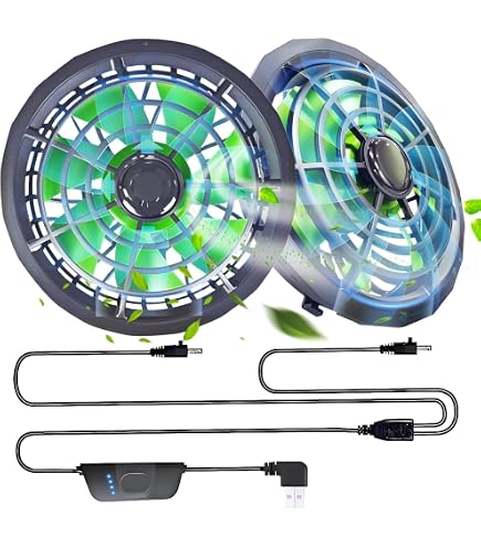 Amazon.co.jp: 4pcs 空調作業服 ファン 12V 大風量 薄型 USBケーブル付 