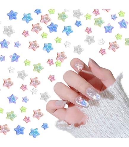 Amazon.co.jp: ネイルパーツ 星 ハート 200個セット 3D 立体 カラフル