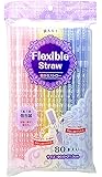 ストリックスデザイン 袋入り 曲がる ストロー 3色 口径6mm×長さ21cm 個包装 切り口付き 透明 フレキシブルストロー MA-240 80本入