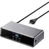 Anker Prime ドッキングステーション (14-in-1, Triple Display, DisplayLink) グレー | 最大8K USB PD 最大140W出力対応USB-Cアップストリームポート 3画面同時出力 10Gbps高速デ