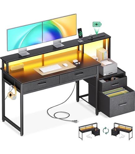 Amazon | パソコンデスク 引き出し付き 幅100*奥48 ゲーミングデスク