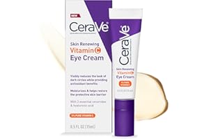 CeraVe Skin Renewing Vitamin C Eye Cream | Vitamin C, Hyaluronic Acid, Ceramides & Caffeine | Under Eye Cream For Dark Circles and Puffiness | Fragrance Free & Ophthalmologist Tested | 0.5 Fl. Oz