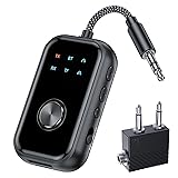 STDRIVO Bluetooth 5.4 トランスミッター ＆ レシーバー 2台同時接続 2-in-1 ワイヤレストランスミッター レシーバー bluetoothアダプタ 受信機&送信機 飛行機 車用 TV ゲーム フライトに適用 ハンズフリー通話 音楽再生 マイク内蔵 BT 3.5mm Aux アダプター 旅行用 【飛行機用プラグ付】