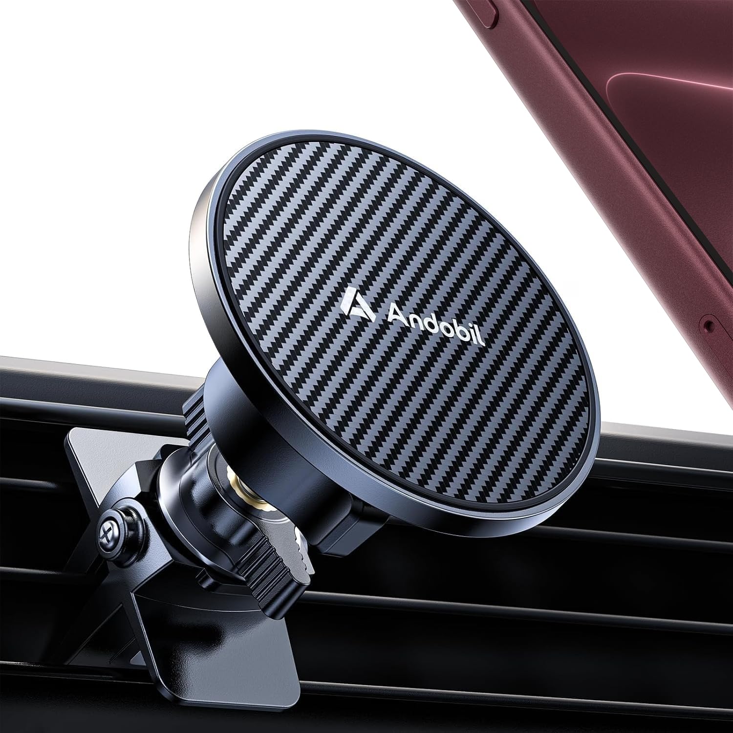 【2026強化版&史上最強磁力】Andobil スマホホルダー 車 エアコン Magsafe 噛み込み式クリップ 95%以上の吹き出し口対応 取付簡単 | 耐荷重20KG スマホスタンド 車 マグネット 28枚N56磁石 磁力8KG 車載スマホホルダ