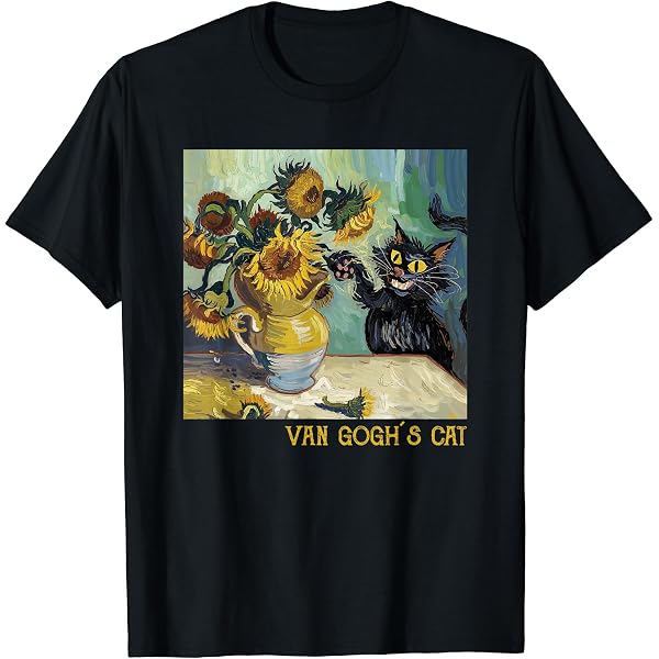 Amazon | 面白いゴッホ ひまわり 猫 ミーム ゴッホ アート Tシャツ