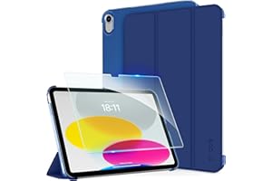 [iPad 11世代 10世代 ケース ガラスフィルム セット]CACOE ipad a16 11インチ 2025/10.9インチ 2022 アイパッド用 ハードケース オートスリープ 三つ折り Apple Pencil対応 あいばっど カバー ネイビー