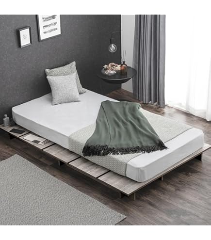 石崎家具　Mjuk ヘッドレスセミダブルベッド ナチュラル　すのこベッド Amazon｜木製ベッドフレーム「Mjuk（ミューク）【ヘッドレス