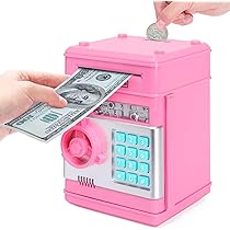 Amazon | ziuuihu ピンク貯金箱 現金コイン缶 ATMバンク 電子
