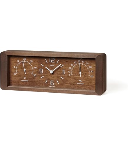 Amazon.co.jp: レムノス 掛け置き 温湿度計 アナログ フレーム 天然色