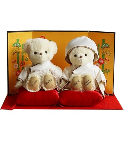 Amazon.co.jp: 【プティルウ】金婚式ベア 12cm 4S サイズ (金屏風