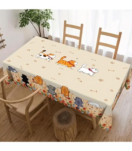 Amazon｜テーブルクロス 長方形 大判 ネコ 猫柄 黒猫 テーブルカバー