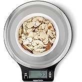 Amazon Basics Digital Kitchen Scale with LCD Display, Batteries Included, Weighs up to 4.9 kgs, Black and Stainless Steel