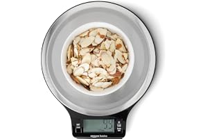 Amazon Basics Amazon Basics Digital Kitchen Scale with LCD Display, Batteries Included, Weighs up to 4.9 kgs, Black and Stainless Steel