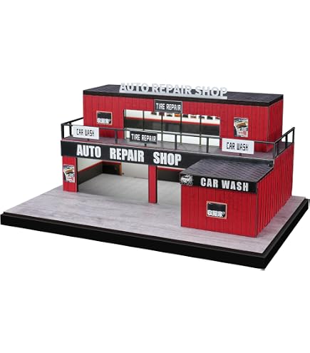 Amazon.co.jp: 1:64 ジオラマ アメリカン・ガレージ モデル 3色LED照明