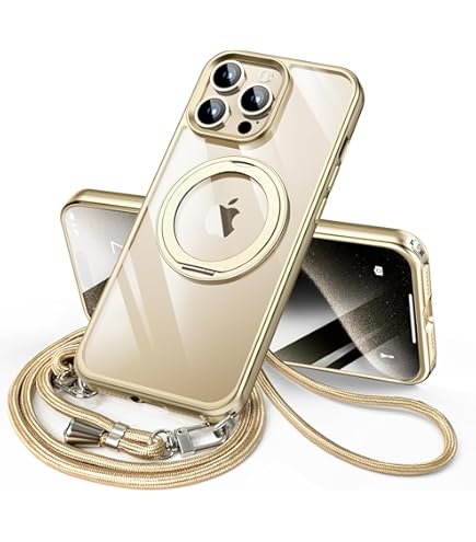 ⭐️iPhone14Pro用 ケース 隠しスタンド MagSafe対応 ゴールド Amazon.co.jp: 【360°全面保護・スタンド・Magsafe対応】KELLCASE