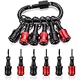 katerk 6個 レッド&ブラック ビットホルダー カラビナソケット付き メンズギフト用 1/4インチ 六角シャンク アルミニウム合金 ドライバービットホルダー クイックリリース 簡単交換 インパクトドライバー ドリルビット キーチェーン エクステンション