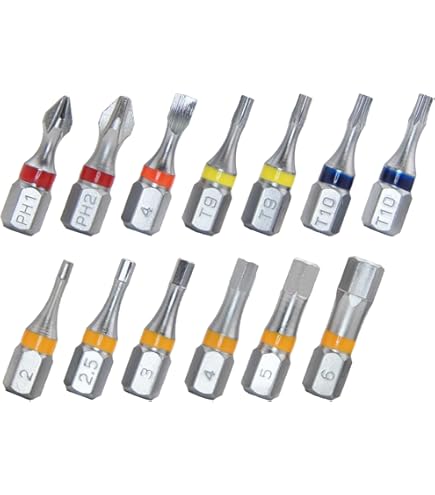 Amazon | 711L 8個 50mm 1/4インチ 六角ビット 色分け済み I 8個 S2