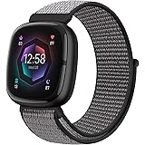 [Huamanlou] コンパチブル Fitbit versa 4/Fitbit versa 3/Fitbit Sense 2 Fitbit Sense バンド、ナイロンスポーツバンドブレスレット通気性調節可能な軽量交換ストラップリストバンドアクセサ