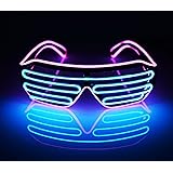 光る LED メガネ マルチカラー コスプレ仮装 カラオケやパーティやイベントに適用 光るアイテム衣装 電池ボックス付き パーティー 仮装 コンサート 発表会用小物 (ピンク/ブルー)