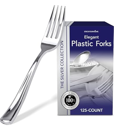 Amazon.co.jp: Prestee 300ピース 高耐久プラスチック銀食器セット
