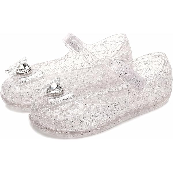 Kushyshoo Beige Girl's Bow Mary Jane Dress Shoes Ballet Princess Flats With Rhinestone Strap 11m